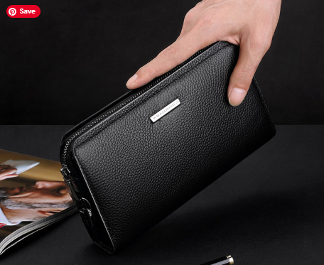 Men’s Leather Wallet Clutch – Multi-Card & Phone Organizer
