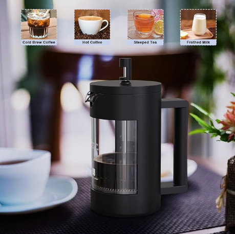 French Press Coffee Maker, Camping Plastic Glass French Coffee Press, Medium Size Tea And Frothed Milk Press,100 Percent BPA Free Prensa Francesa, Rust-Free And Dishwasher Safe,12 Oz & 21 Oz