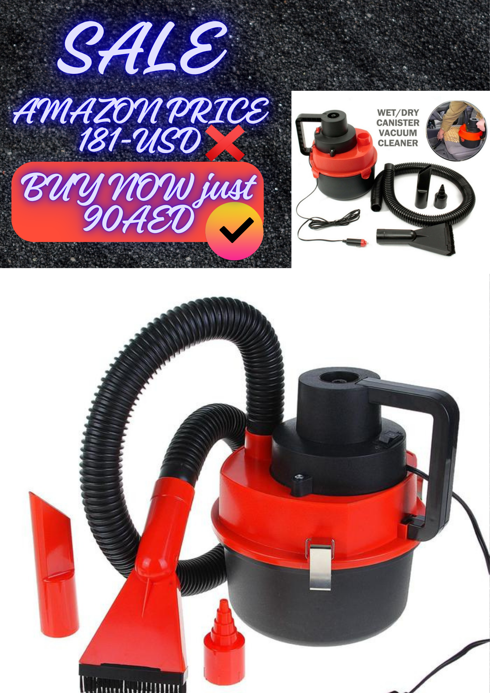 AutoBest 12V Wet & Dry Car Vacuum Cleaner – Portable & Powerful | UAE
