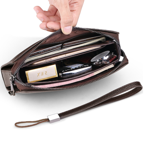 Men’s Leather Wallet Clutch – Multi-Card & Phone Organizer