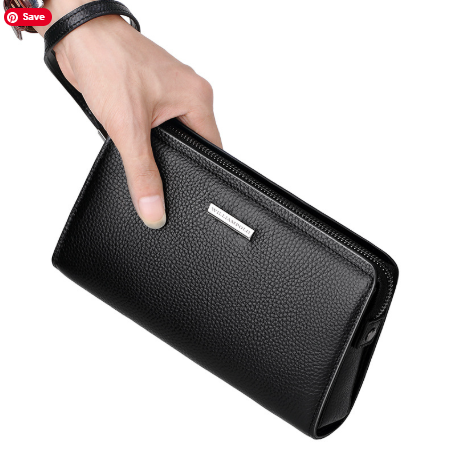Men’s Leather Wallet Clutch – Multi-Card & Phone Organizer