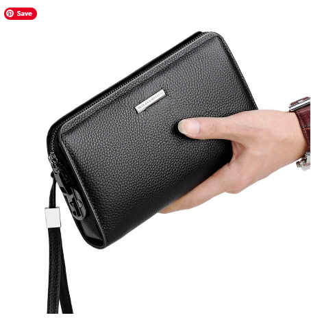 Men’s Leather Wallet Clutch – Multi-Card & Phone Organizer