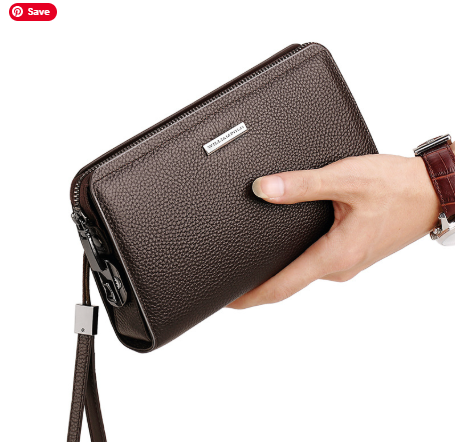 Men’s Leather Wallet Clutch – Multi-Card & Phone Organizer