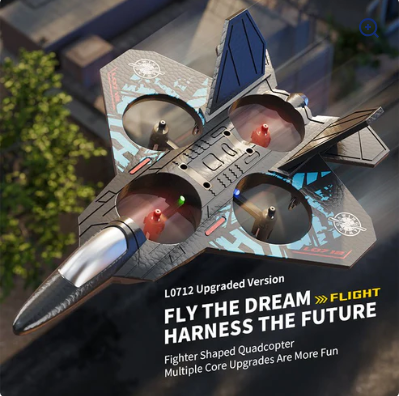 AVCXEC RC Airplane, 2.4GHz Remote Controlled Airplane, L0712 4 Channel Remote Control Airplane, Remote Controlled Fighter Airplane, Aeroplane Toy with Coloured Lights, for Beginners, Children, Adults