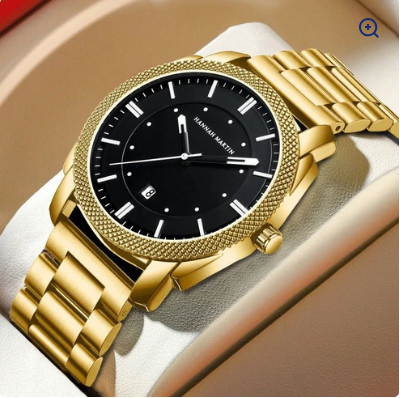Luxury Men’s Black Steel Watch – Waterproof & Scratch-Resistant