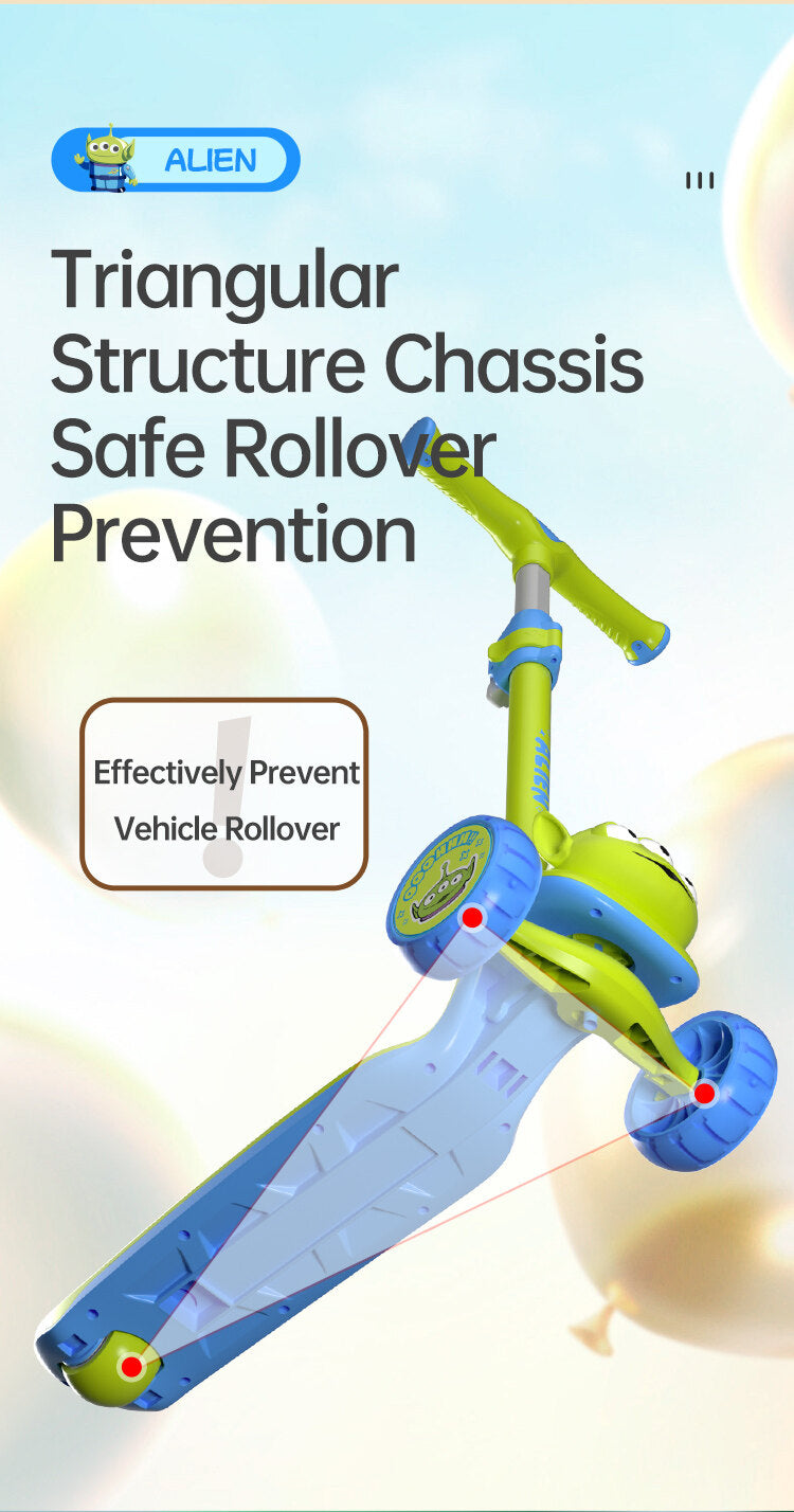 Disney-Themed 3-Wheel Scooter for Kids – LED Wheels, Adjustable Handle