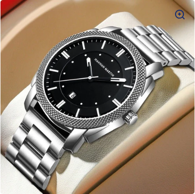 Luxury Men’s Black Steel Watch – Waterproof & Scratch-Resistant