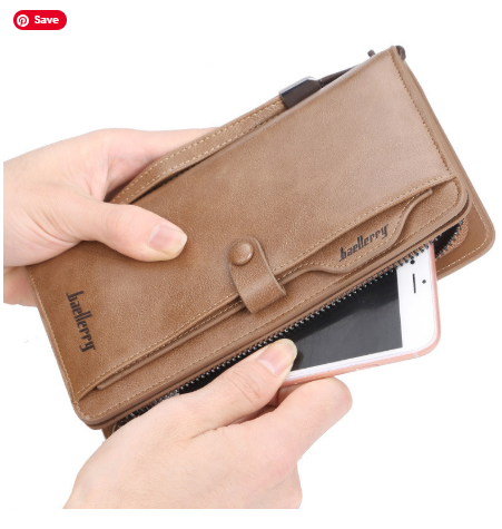 Men’s Retro Leather Phone Wallet – Crossbody with Card Slots