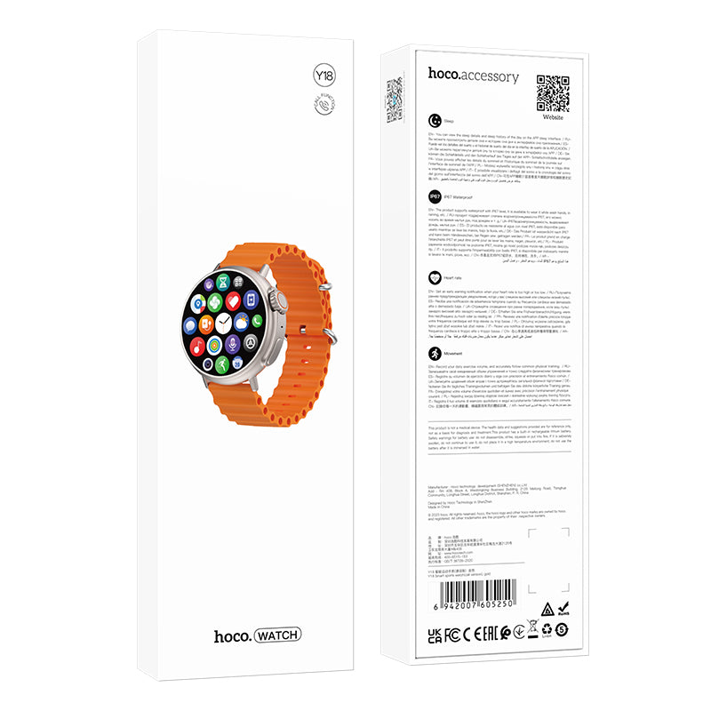 Hoco Y18 Smartwatch – Waterproof Fitness Tracker for Android & iOS