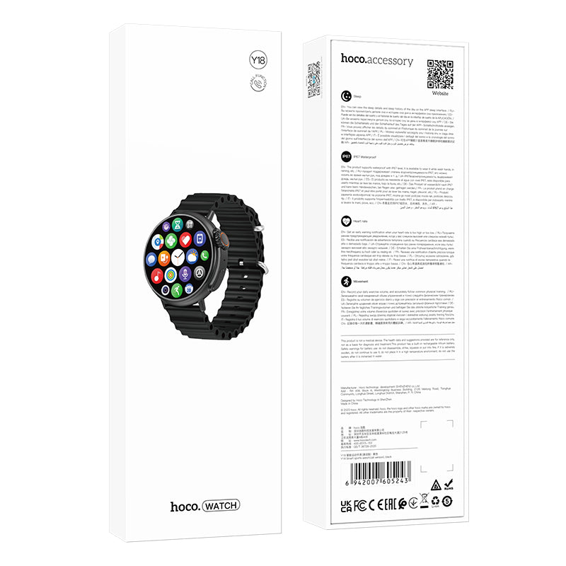 Hoco Y18 Smartwatch – Waterproof Fitness Tracker for Android & iOS
