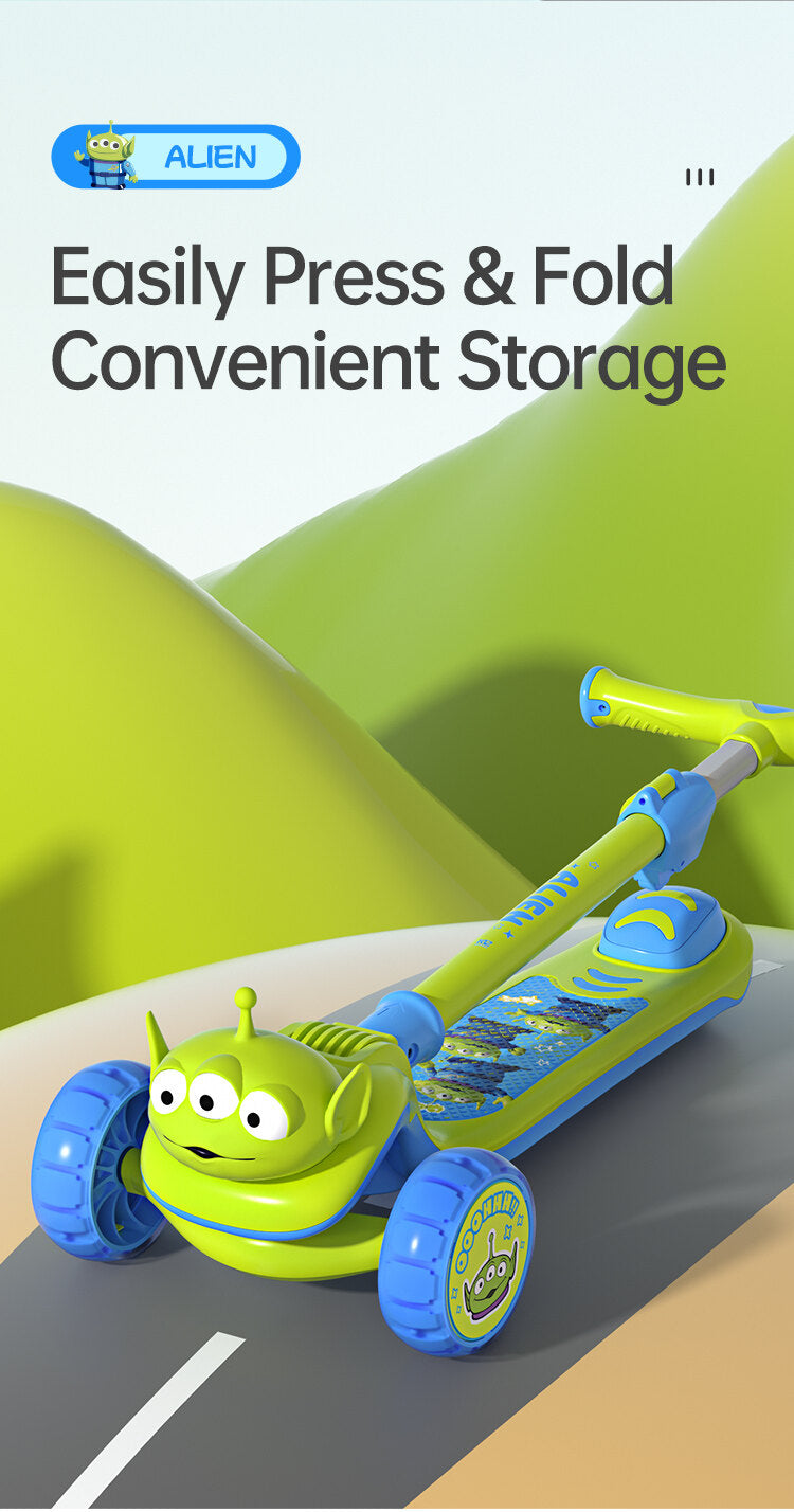 Disney-Themed 3-Wheel Scooter for Kids – LED Wheels, Adjustable Handle