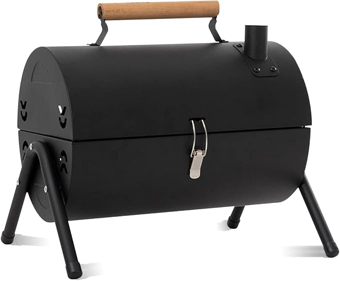 Portable Iron BBQ Grill with Hob – Outdoor Charcoal Cooking Set