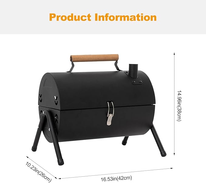 Portable Iron BBQ Grill with Hob – Outdoor Charcoal Cooking Set