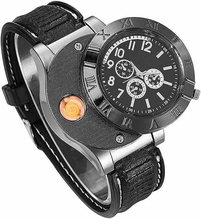 Military USB Lighter Watch for Men – Windproof & Rechargeable | Stylish Gift