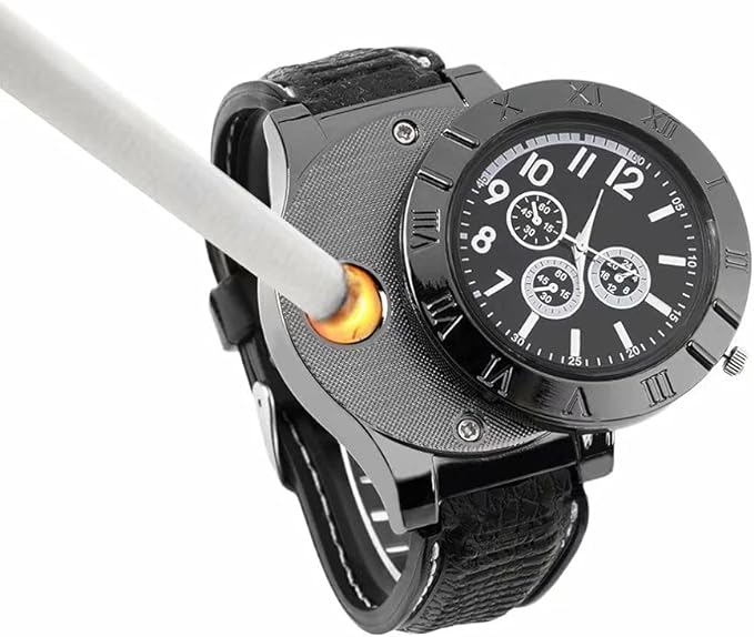 Military USB Lighter Watch for Men – Windproof & Rechargeable | Stylish Gift