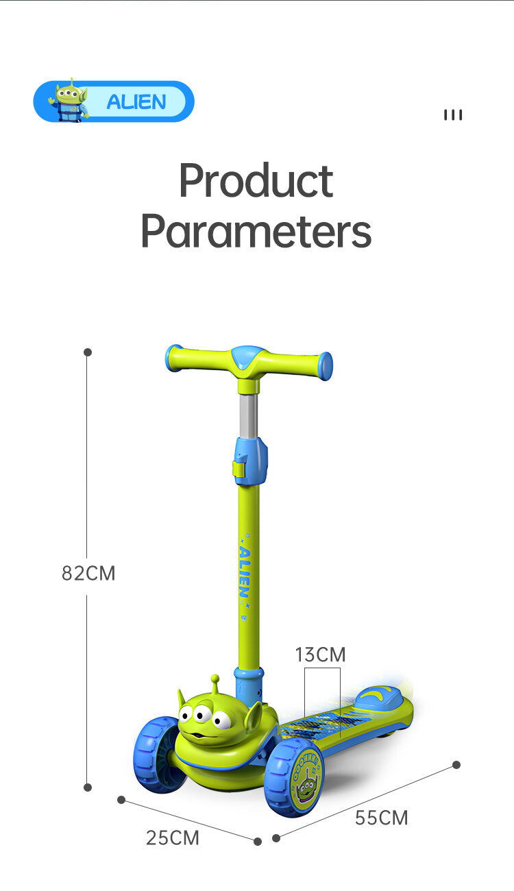 Disney-Themed 3-Wheel Scooter for Kids – LED Wheels, Adjustable Handle