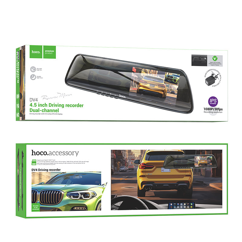 Hoco DV4 Rearview Mirror Driving Recorder | UAE