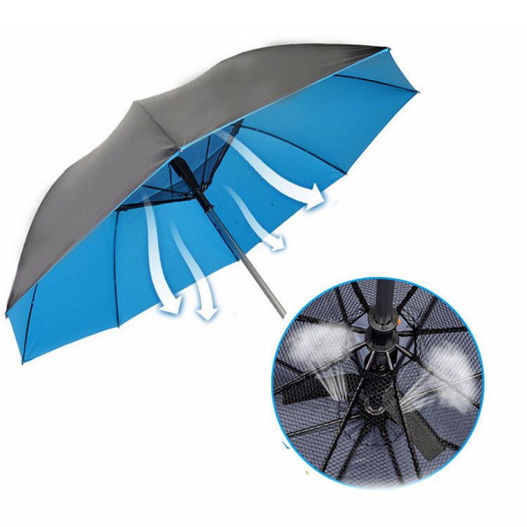 2-in-1 Fan Umbrella – for Rain & Sun | Portable Cooling Shade