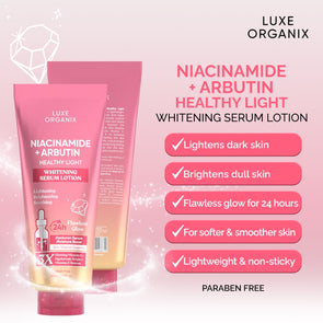 Luxe Organix Whitening Serum Lotion with Niacinamide & Arbutin – 350ml | UAE