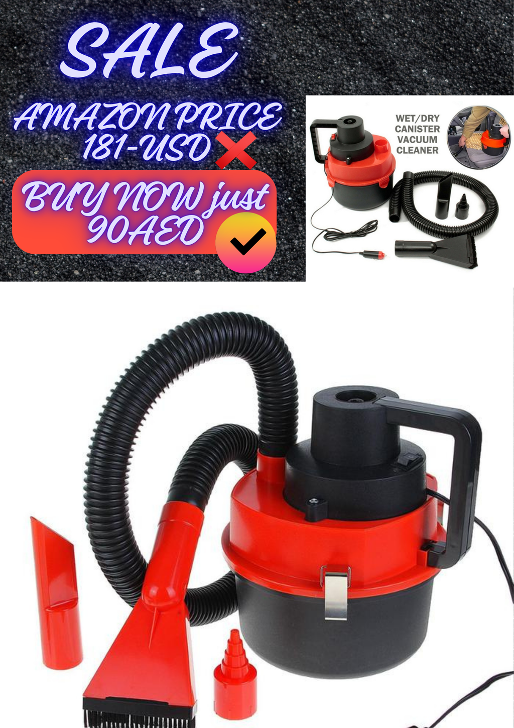 AutoBest 12V Wet & Dry Car Vacuum Cleaner – Portable & Powerful | UAE