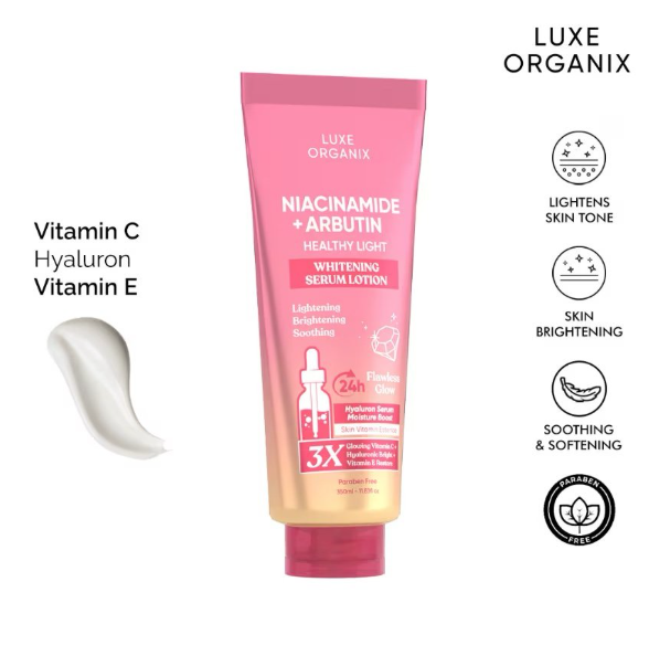 Luxe Organix Whitening Serum Lotion with Niacinamide & Arbutin – 350ml | UAE