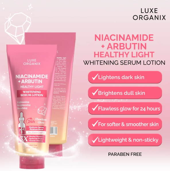 Luxe Organix Whitening Serum Lotion with Niacinamide & Arbutin – 350ml | UAE