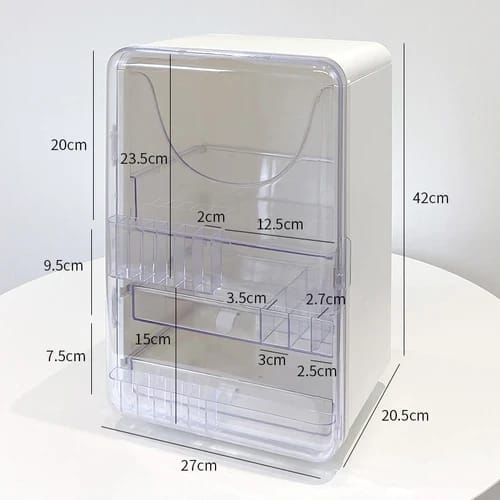 Multi-Layer Cosmetic Organizer Box – Dustproof Makeup & Skincare Storage