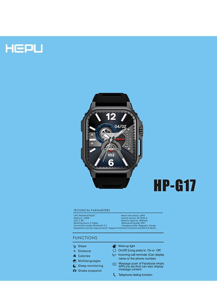 Hepu Smart Watch – Fitness, Heart Rate & Call Alerts for Men & Women (UAE)