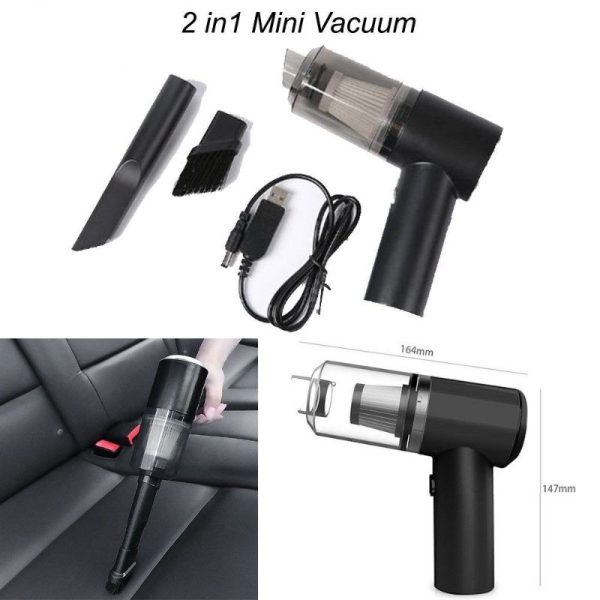 2-in-1 Wireless Portable Car Vacuum Cleaner | Cordless Handheld Mini Wet & Dry Cleaner