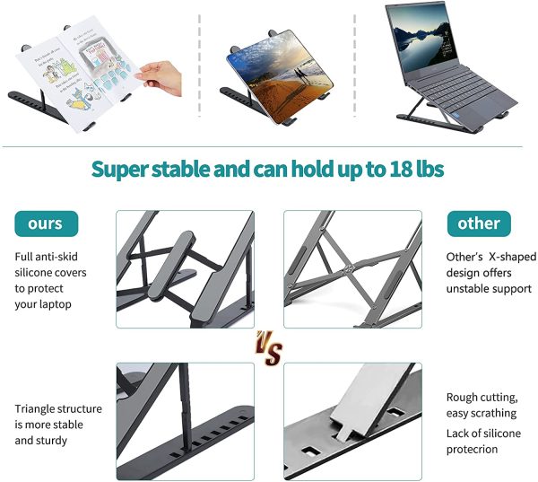 Plastic Foldable & Portable Laptop Stand | Lightweight Adjustable Laptop Holder | High-Quality ABS