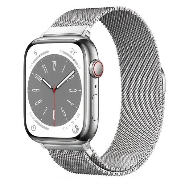 Silver | Apple Watch Milanese Magnetic Loop Strap | Stainless Steel Band  | 42mm / 44mm / 45mm