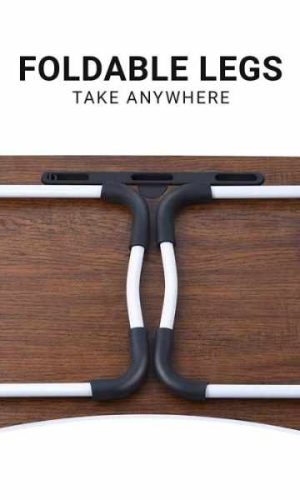 Laptop Table | Brown Color | Foldable Legs, Tablet Groove & Cup Slot | Perfect for Working, Reading, Writing, and Eating