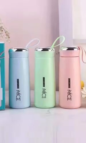 Nice Bottle | 400ml Mini Flask Glass Water Bottle with Vacuum Insulation | Temperature Resistant | Random Colors