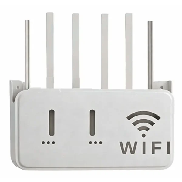 Light Gray WiFi Router Storage Box & Wall Mount Shelf  Universal Cable Organizer | Space-Saving Holder for Modem, Set-Top Box & Smart Devices | Home & Office Use
