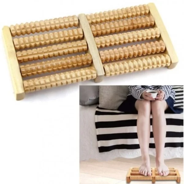 Wooden Foot Roller Massager |  Manual Reflexology Therapy Tool for Pain Relief, Stress Relaxation & Foot Care