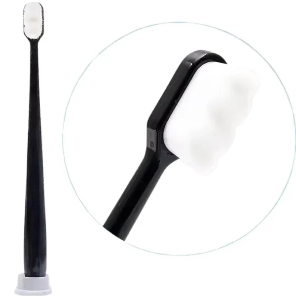 Nano Toothbrush with Travel Case | Ultra Soft Micro-Nano Bristles | For Sensitive Gums, Adults & Kids | Black