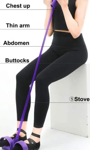 Tummy Trimmer | Foot Pedal Resistance Band | Elastic Sit-Up Pull Rope | Fitness & Yoga Trainer | Random Colors