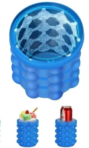 Silicone Ice Genie Cube Maker | 2-in-1 Ice Bucket Mold | Portable Soft Silicone Ice Cube Maker for Travel & Outdoor