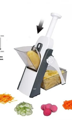 Brava Spring Vegetable Slicer Chopper | Manual Mandoline Cutter Grinder | Multi-Function Fruit & Vegetable Slicer
