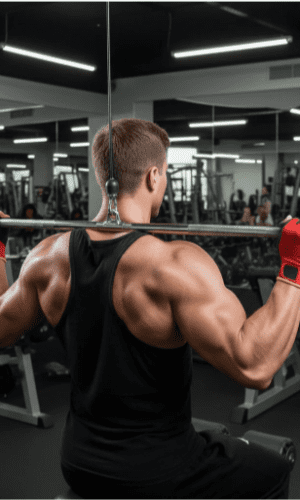 Anti-slip gym gloves with black grip coating and breathable red knit backing for weight training and fitness workouts Pakistan