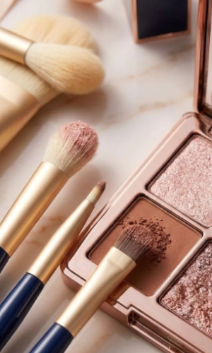 Using Professional Cosmetic Brush Kit for Makeup Application