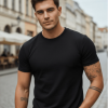 Minimal Essential Crew Neck Cotton T-Shirt front view in solid colors Black Grey and White