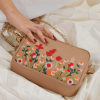 Floral Embroidered Chain Shoulder Bag for Women with elegant floral design and stylish chain strap