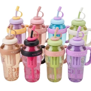 Ice cream water bottle with straw and tea infuser 1400ml large capacity