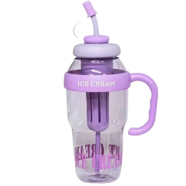 Close up of ice cream water bottle straw for easy sipping gym and outdoor use