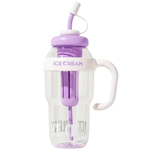 Side view of large capacity 1400ml ice cream water bottle random color