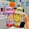 Ice cream shaped water bottle 1400ml with straw and tea infuser for gym and summer use available in random colors on GadgetYaar Pakistan