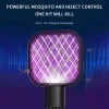 Rechargeable electric mosquito swatter with LED light and portable handheld design