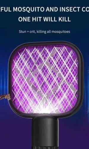 Rechargeable electric mosquito swatter with LED light and portable handheld design