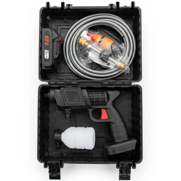 Wireless car wash spray gun with foam bottle attachment